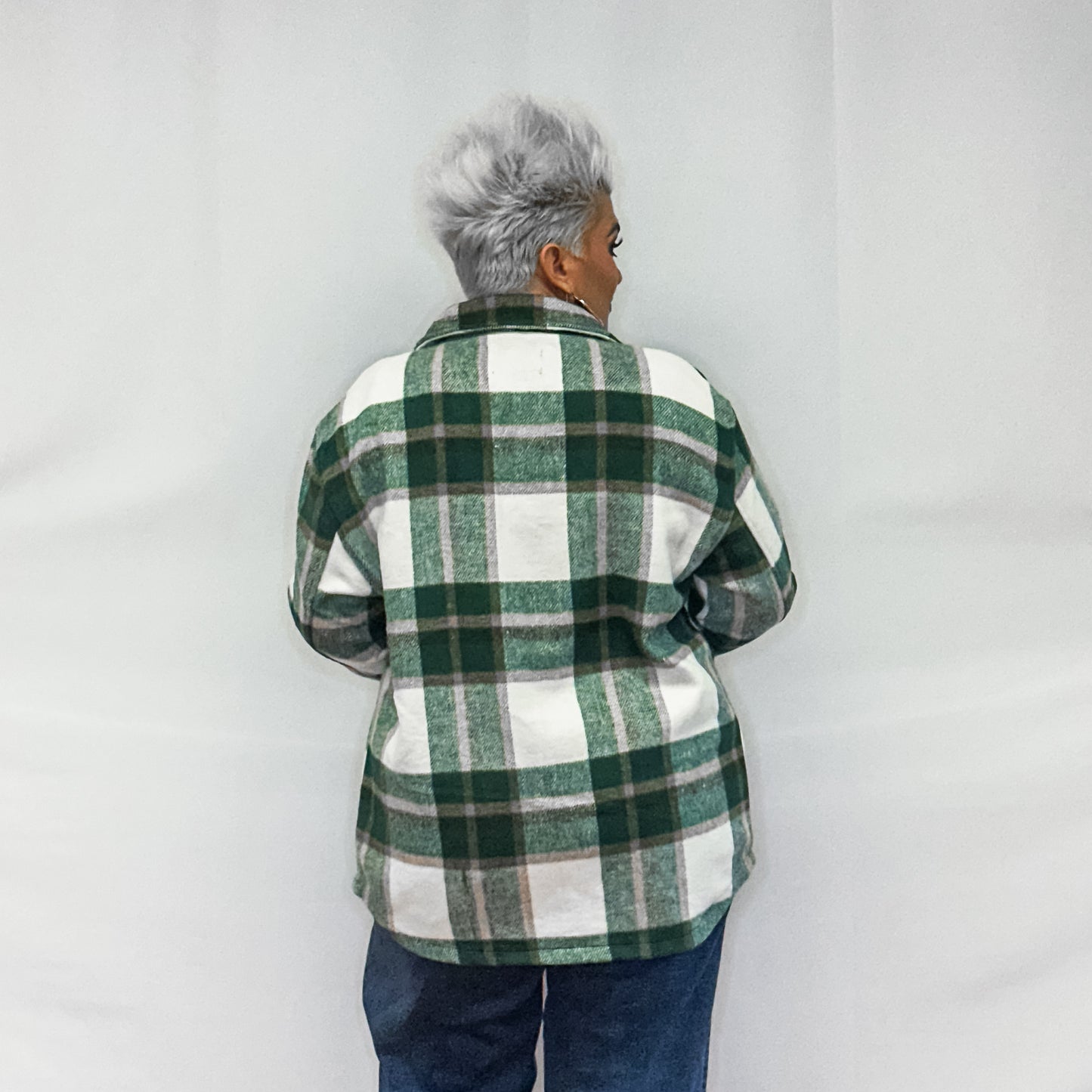 Bella Relaxed Fit Plaid Shacket - Green