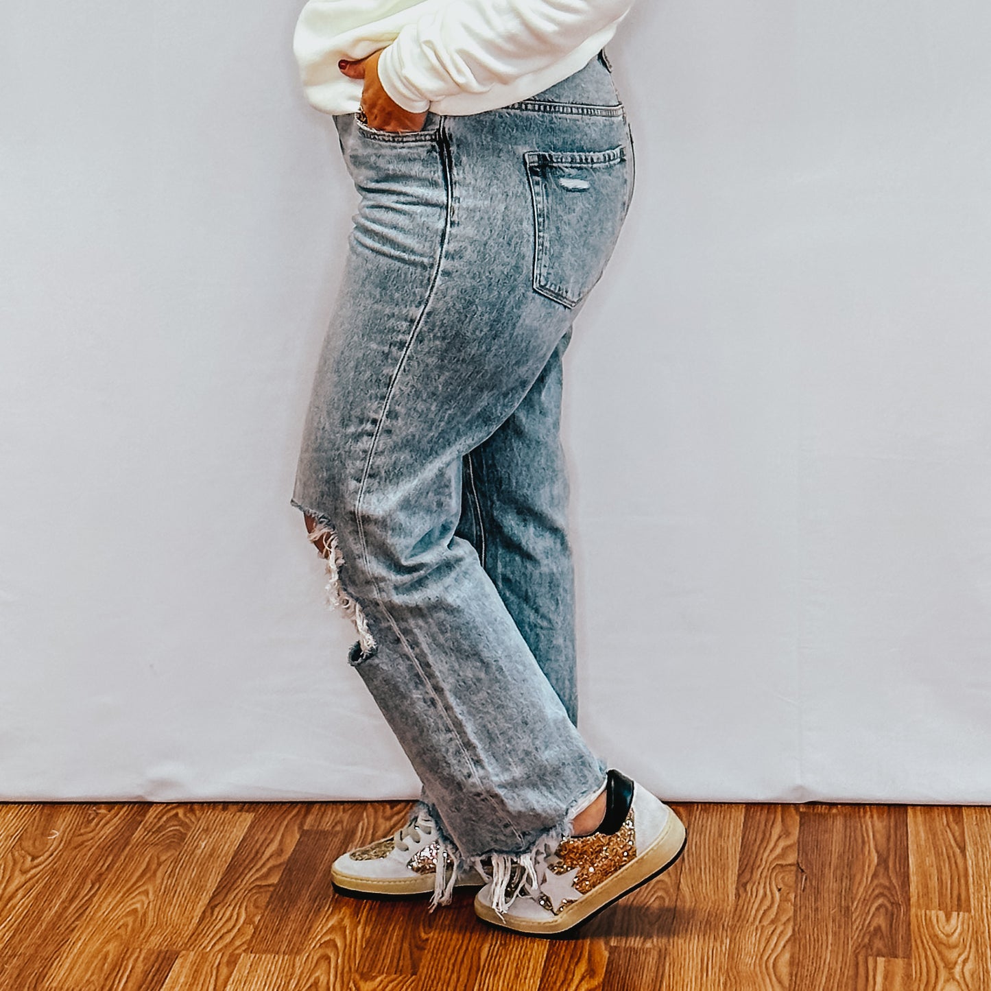 Super High 90's Straight Crop - Blue Melody