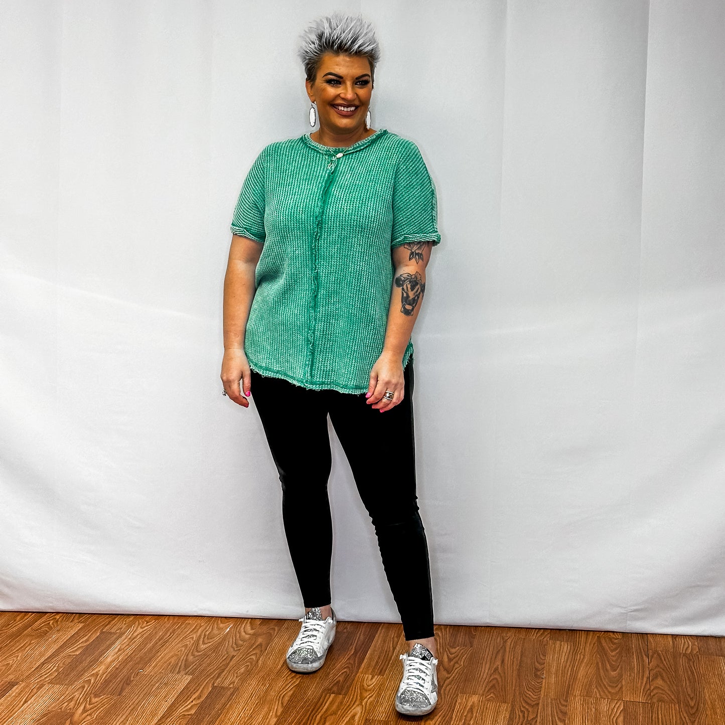Baby Waffle Short Sleeve Top - Kelly Green