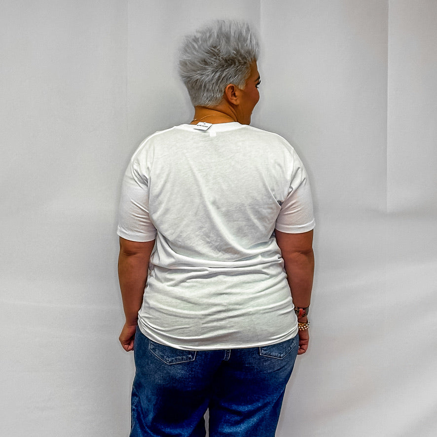 Wolves Puff Paint Graphic Tee - White