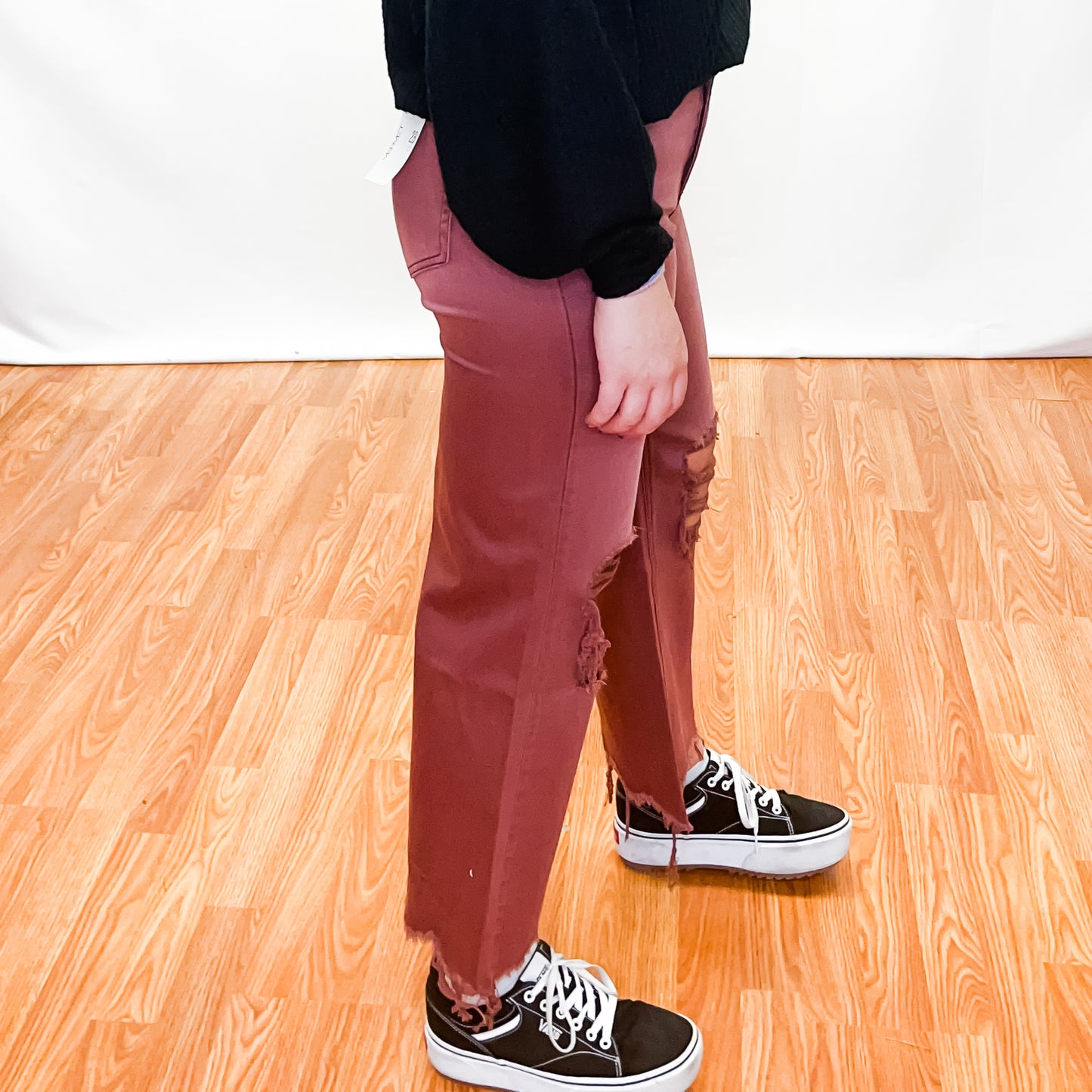 90's Vintage Crop Flare Jean - Russet Brown