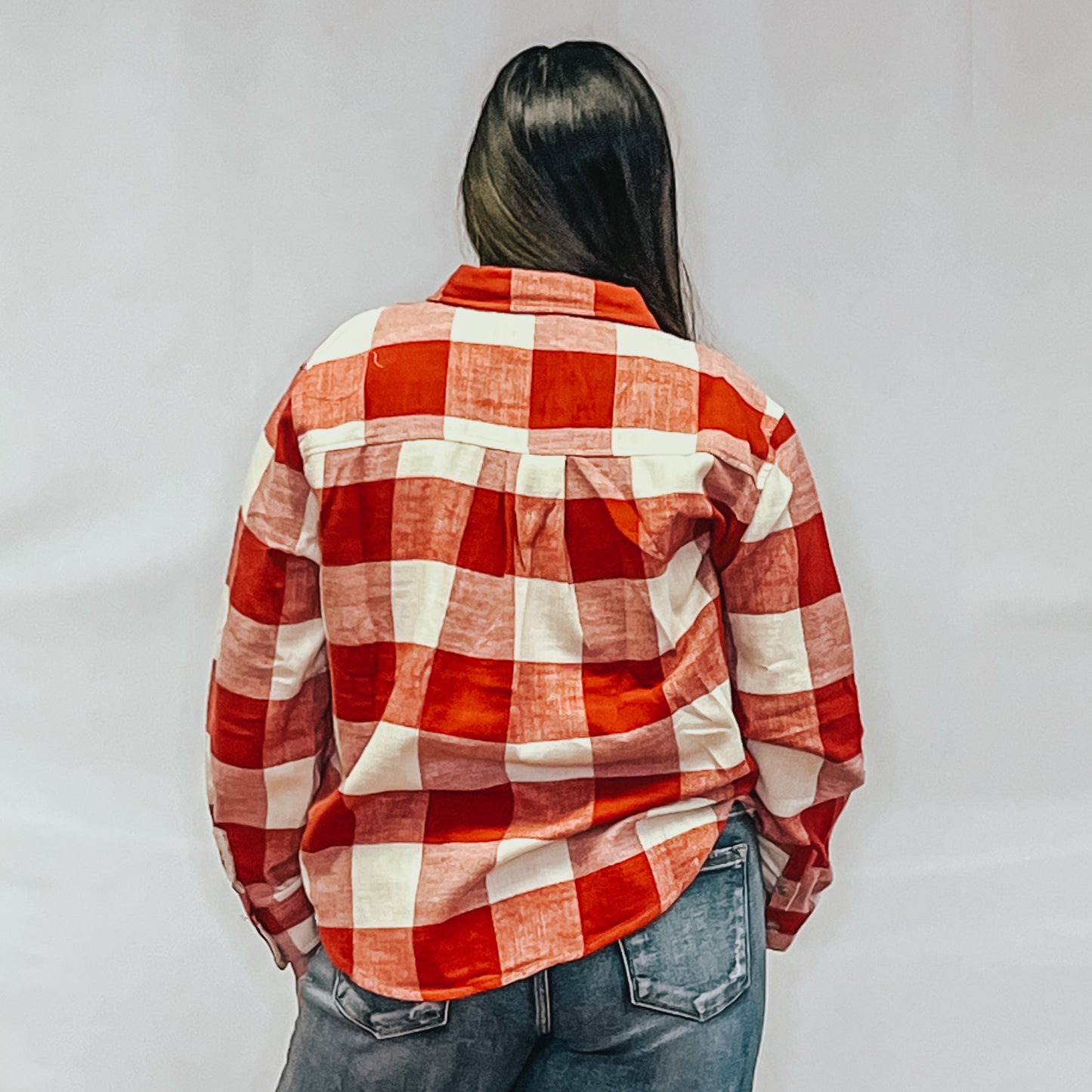 Plaid Flannel Button Down Shirt - Red
