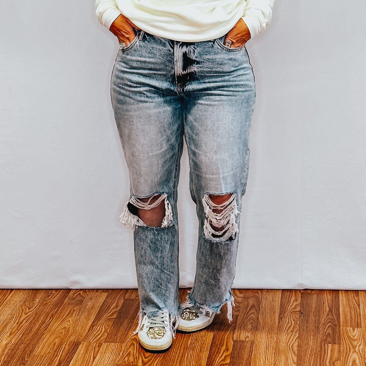 Super High 90's Straight Crop - Blue Melody