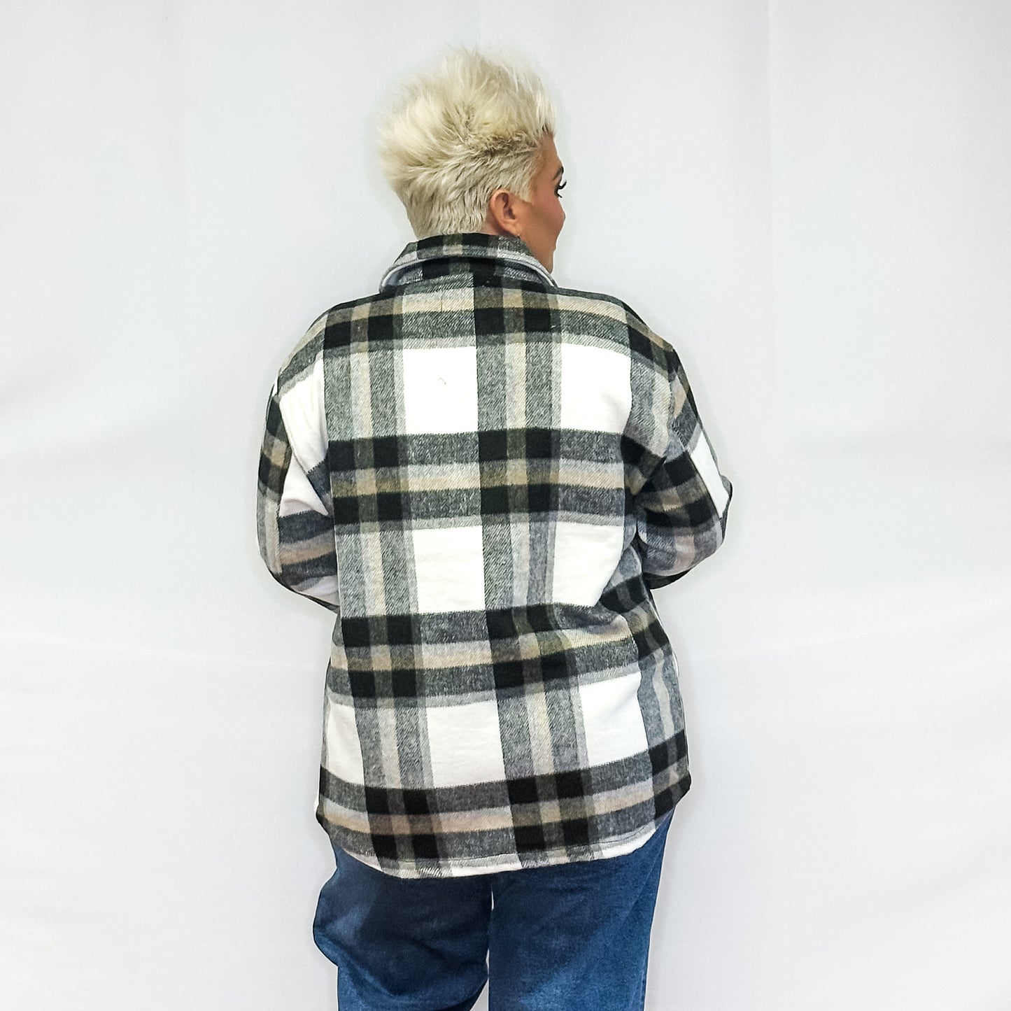 Bella Relaxed Fit Plaid Shacket - Black
