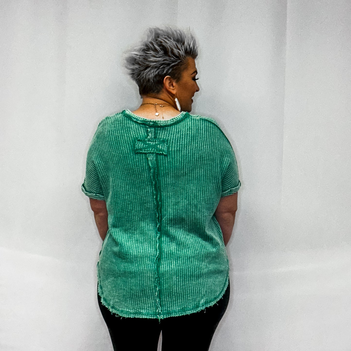 Baby Waffle Short Sleeve Top - Kelly Green