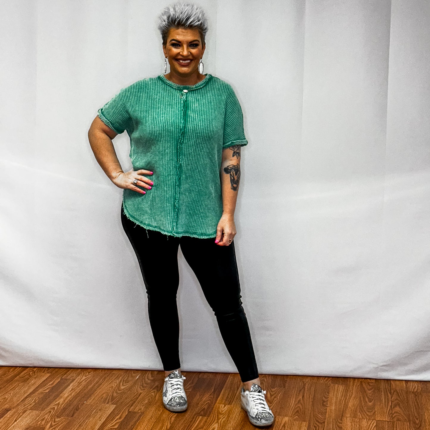 Baby Waffle Short Sleeve Top - Kelly Green