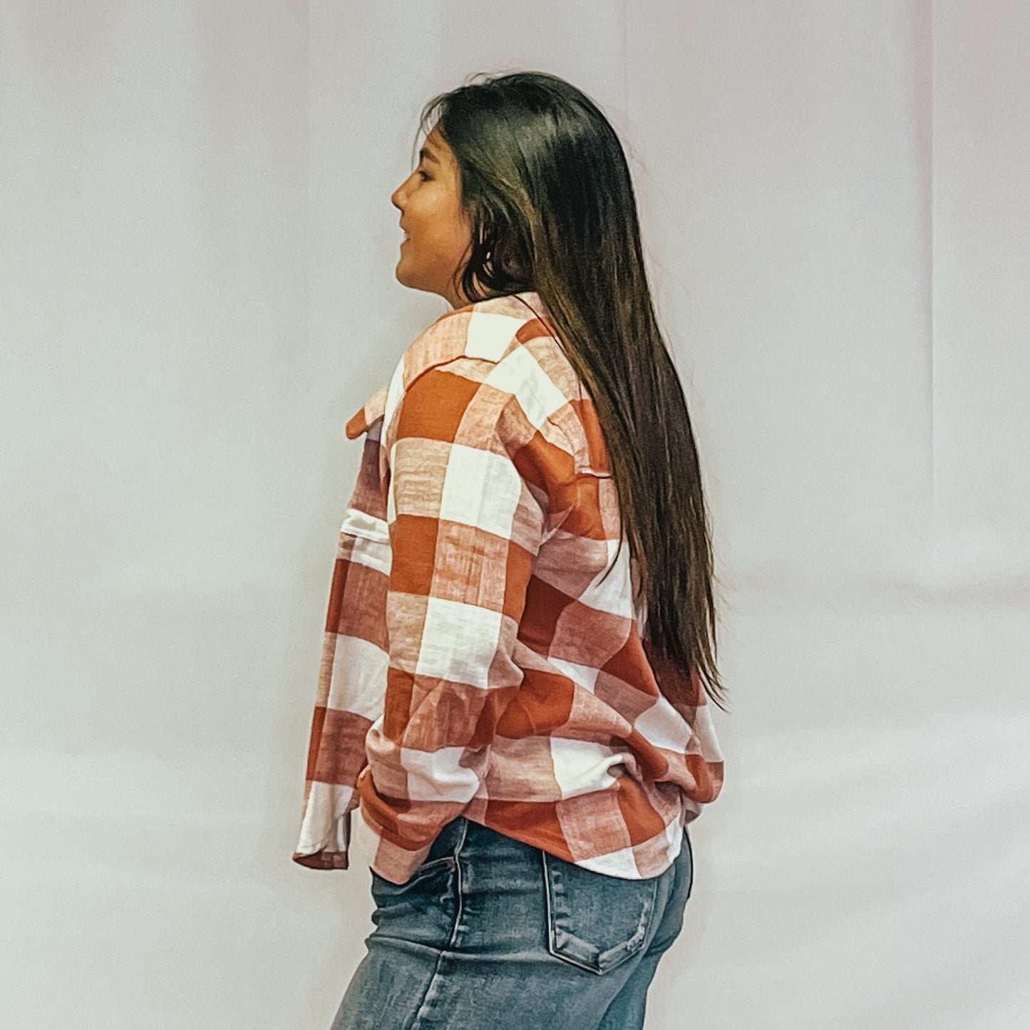 Plaid Flannel Button Down Shirt - Clay