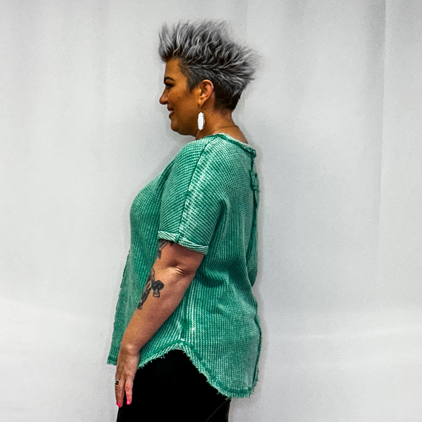 Baby Waffle Short Sleeve Top - Kelly Green