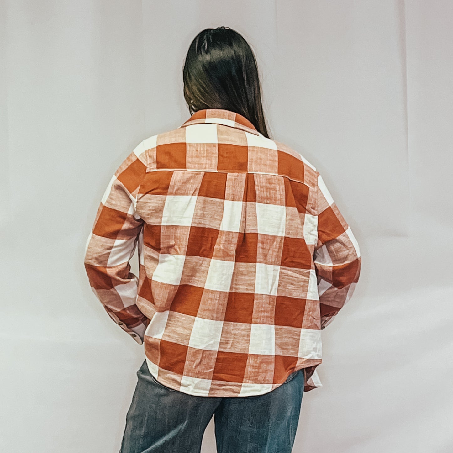 Plaid Flannel Button Down Shirt - Clay