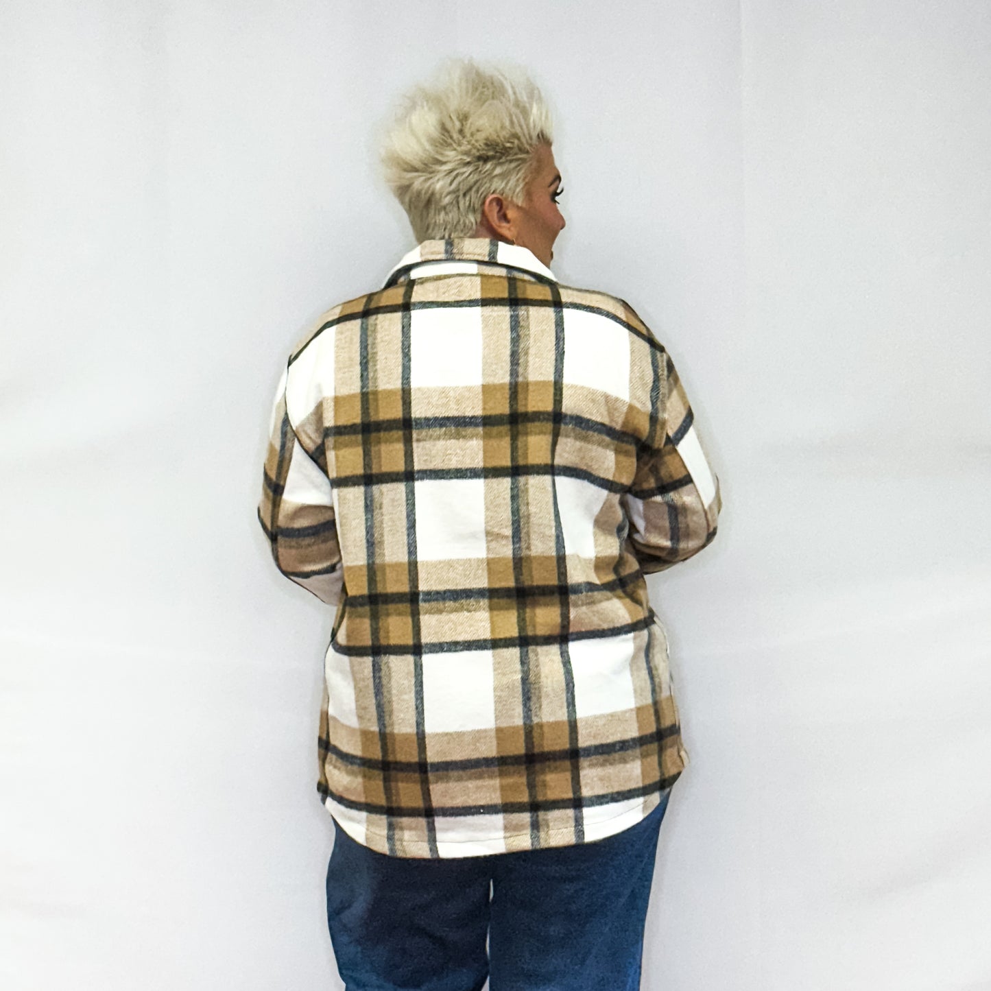 Bella Relaxed Fit Plaid Shacket - Camel