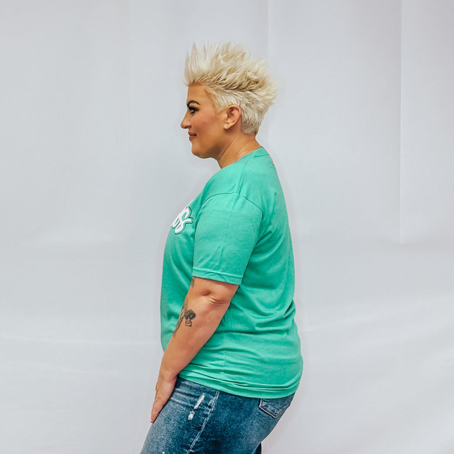 Wolves Puff Paint Graphic Tee - Green