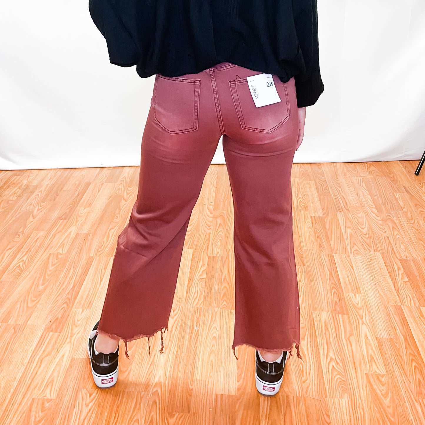 90's Vintage Crop Flare Jean - Russet Brown