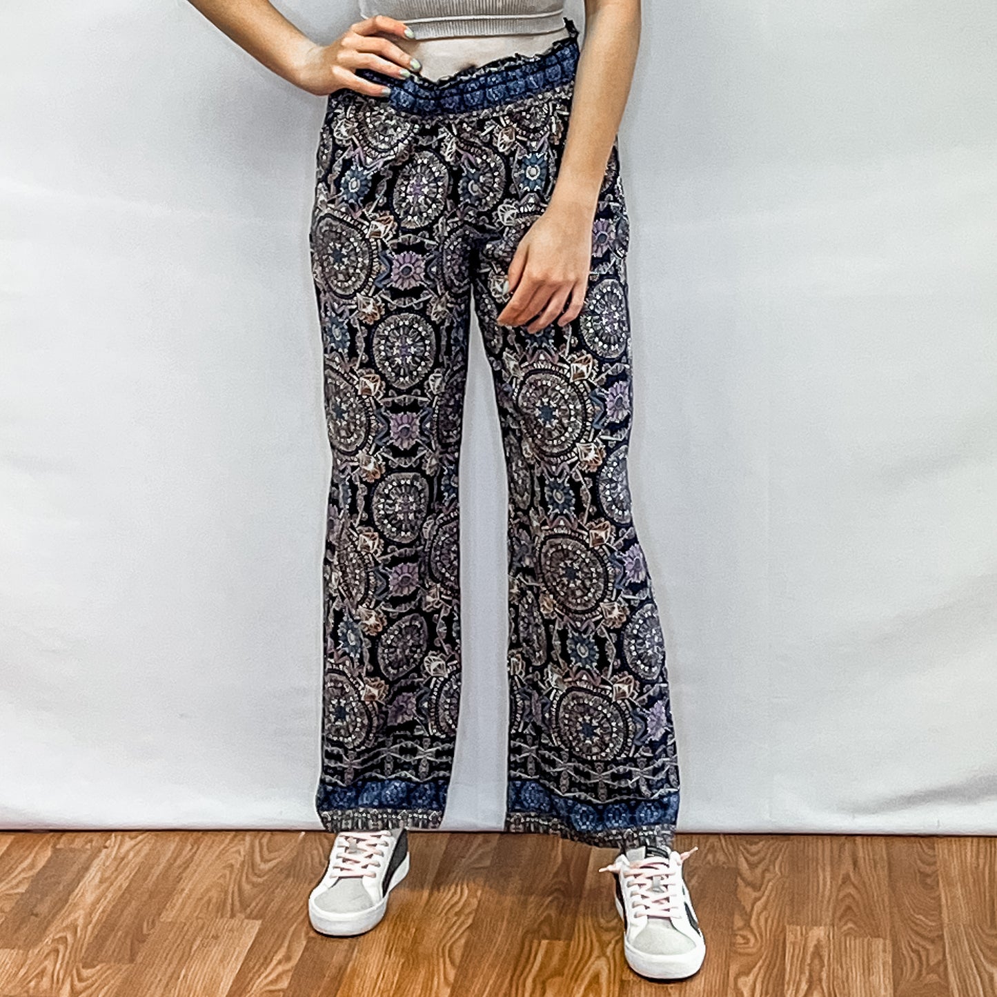 Ladies Woven Pants - Floral Navy