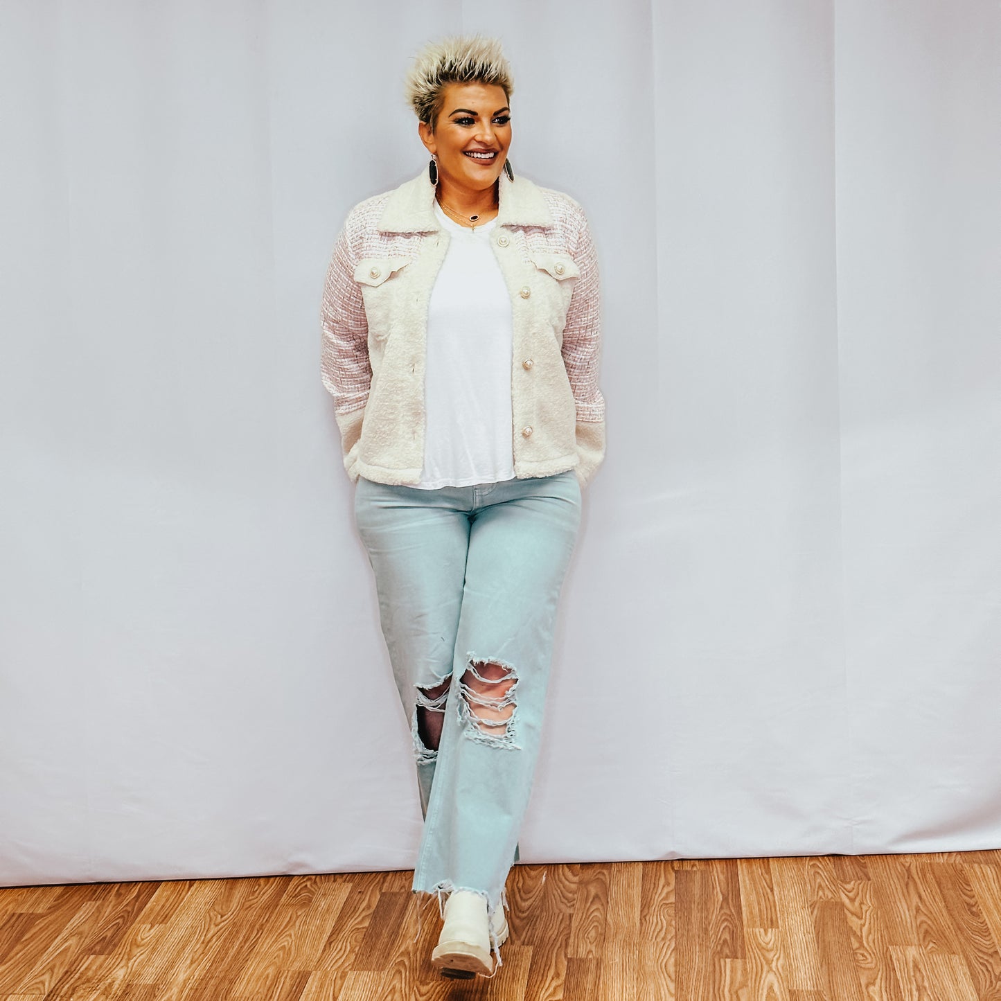 90's Vintage Crop Flare Jean - Cloud Blue