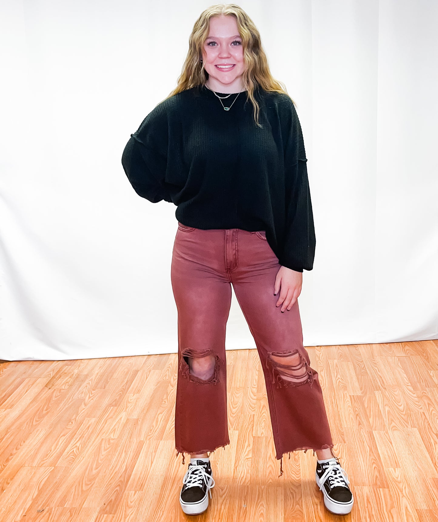 90's Vintage Crop Flare Jean - Russet Brown