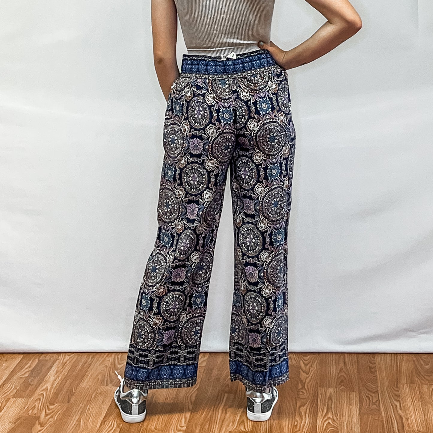 Ladies Woven Pants - Floral Navy
