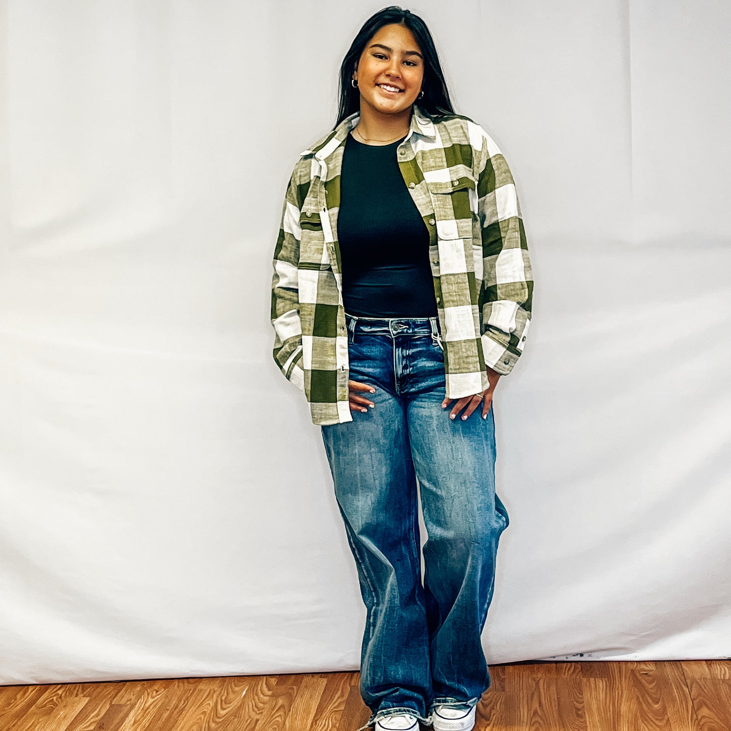 Plaid Flannel Button Down Shirt - Olive