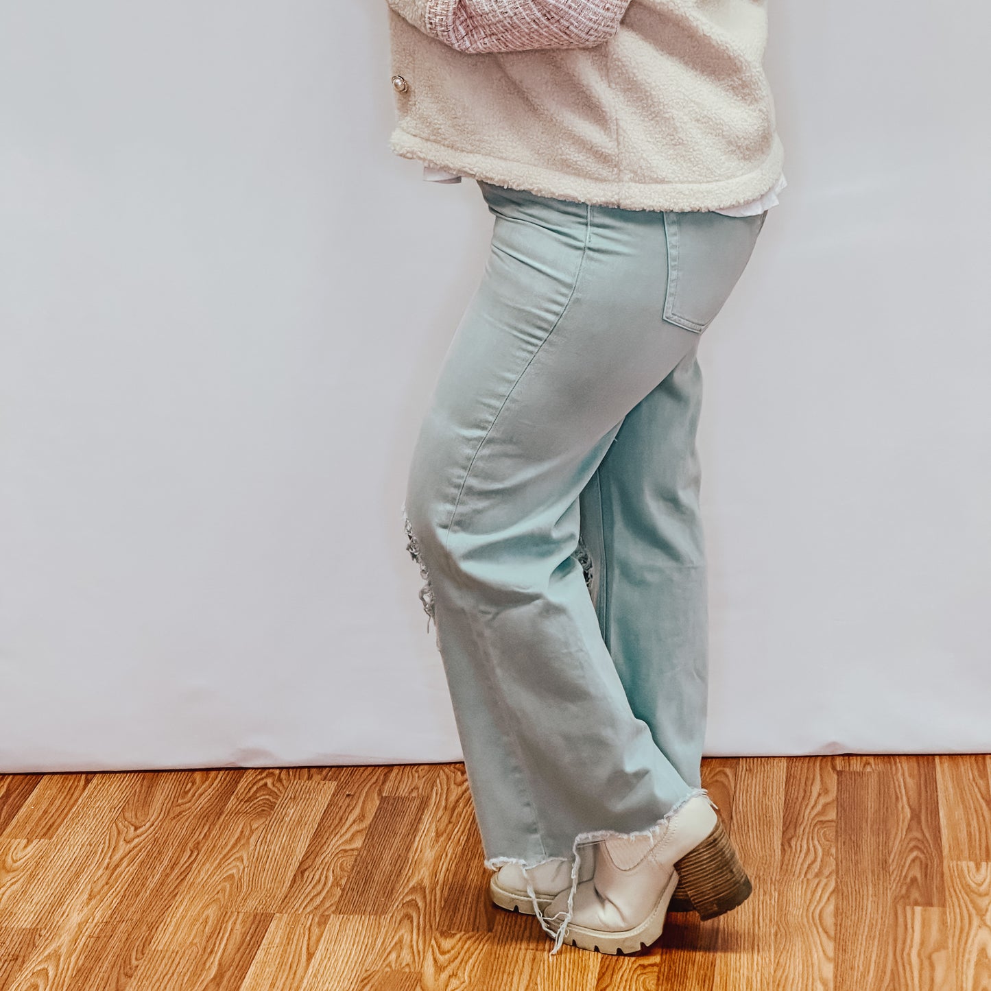 90's Vintage Crop Flare Jean - Cloud Blue
