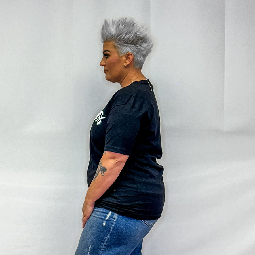 Wolves Puff Paint Graphic Tee - Black