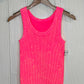 2 Way Neckline Washed Ribbed Cropped Tank Top - Coral Fuchsia