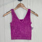 2 Way Neckline Washed Ribbed Cropped Tank Top - Lt. Plum