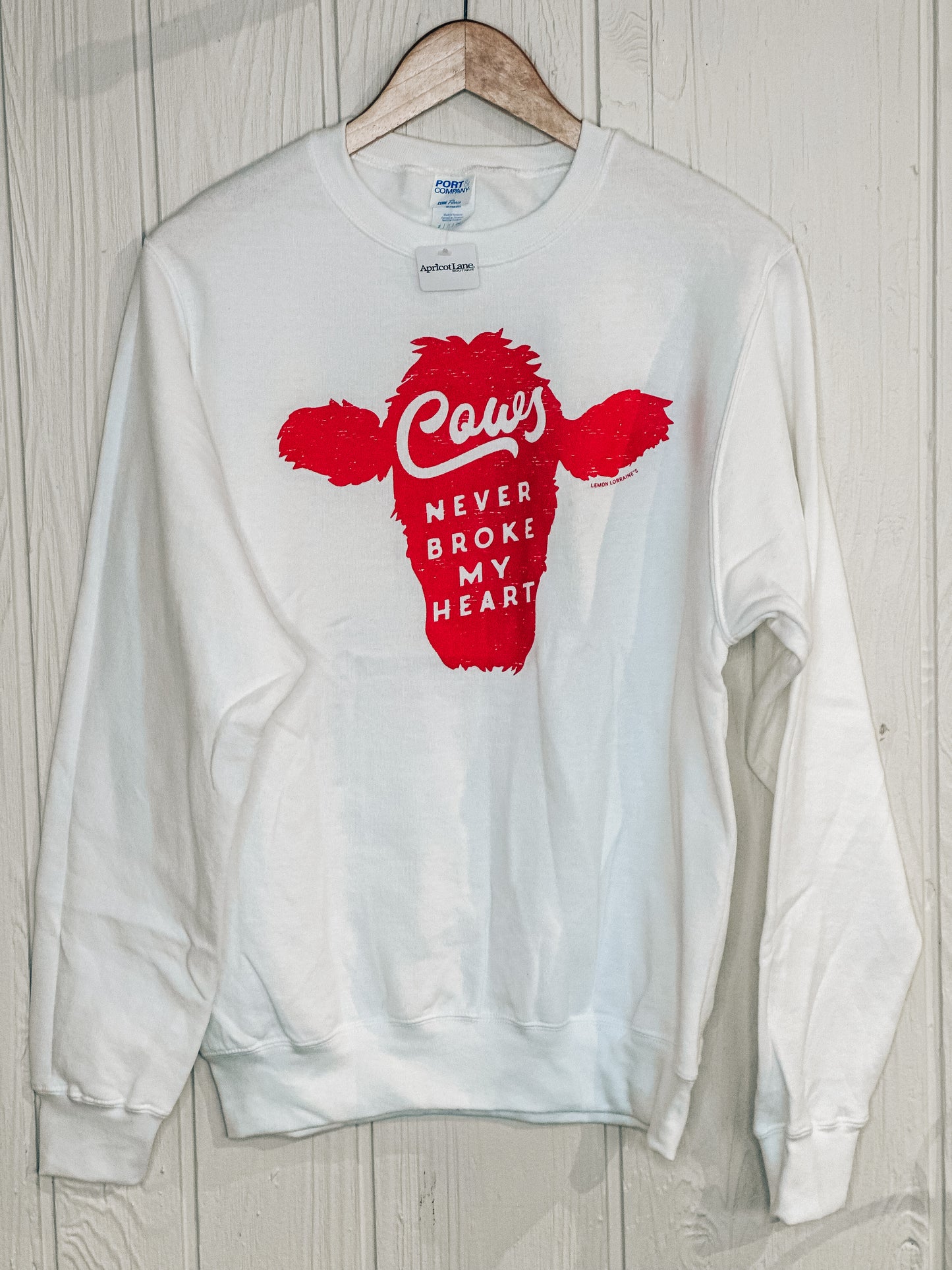 Cows Never Broke My Heart Graphic Sweatshirt - White