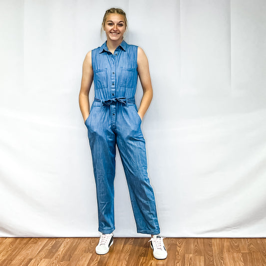 Ladies Woven Jumpsuit - Denim Blue