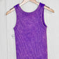 2 Way Neckline Washed Ribbed Cropped Tank Top - Purple