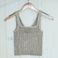 2 Way Neckline Washed Ribbed Cropped Tank Top - Lt. Camel