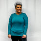 Brushed Microfiber Long Sleeve Round Neck Tee - Light Teal