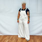 Adjustable Straps Jumpsuit with Pockets - Cream
