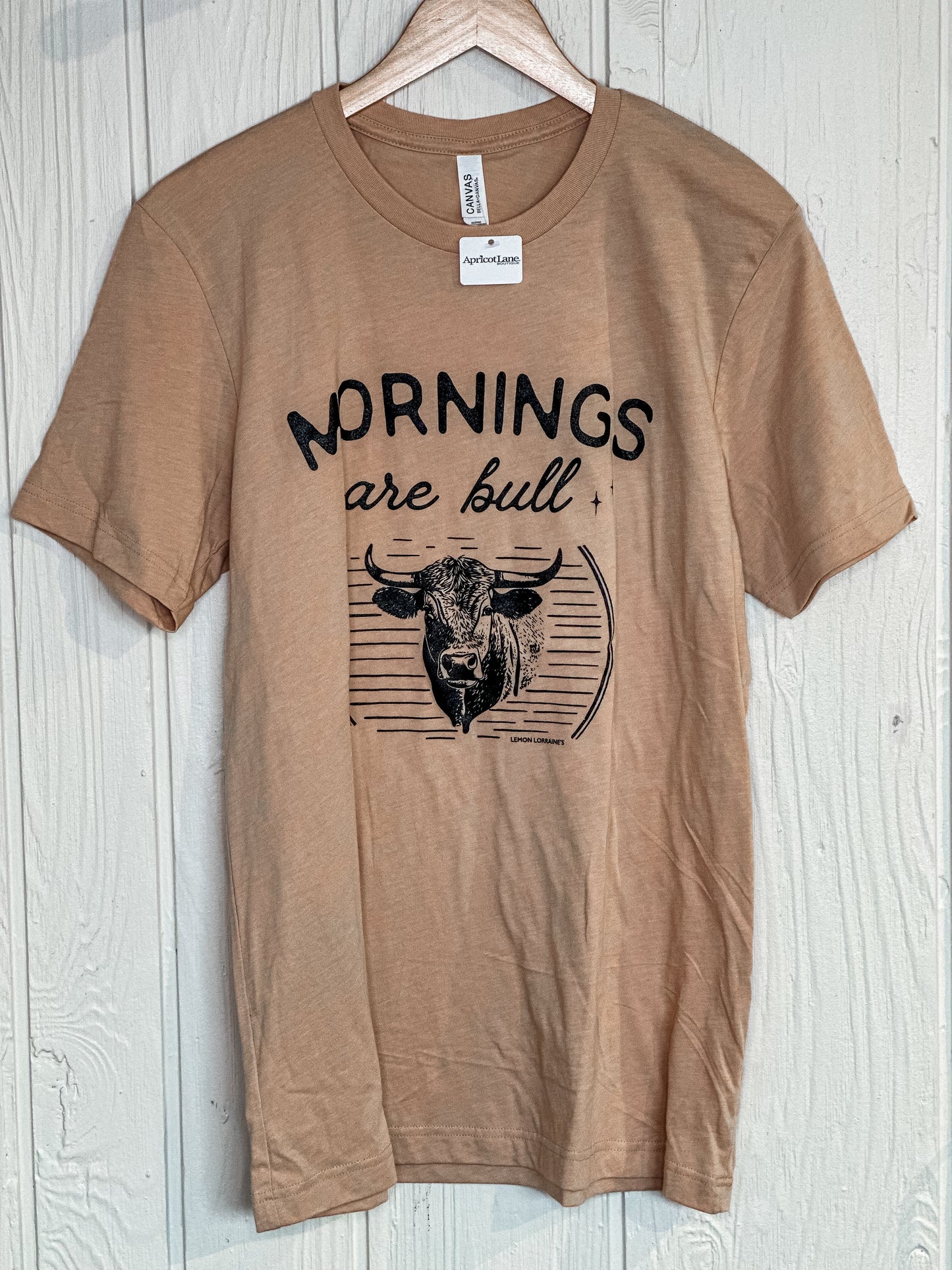 Mornings Are Bull Graphic Tee - Sand Dune