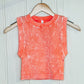 Stone Washed Ribbed Seamless Crop Top - Coral