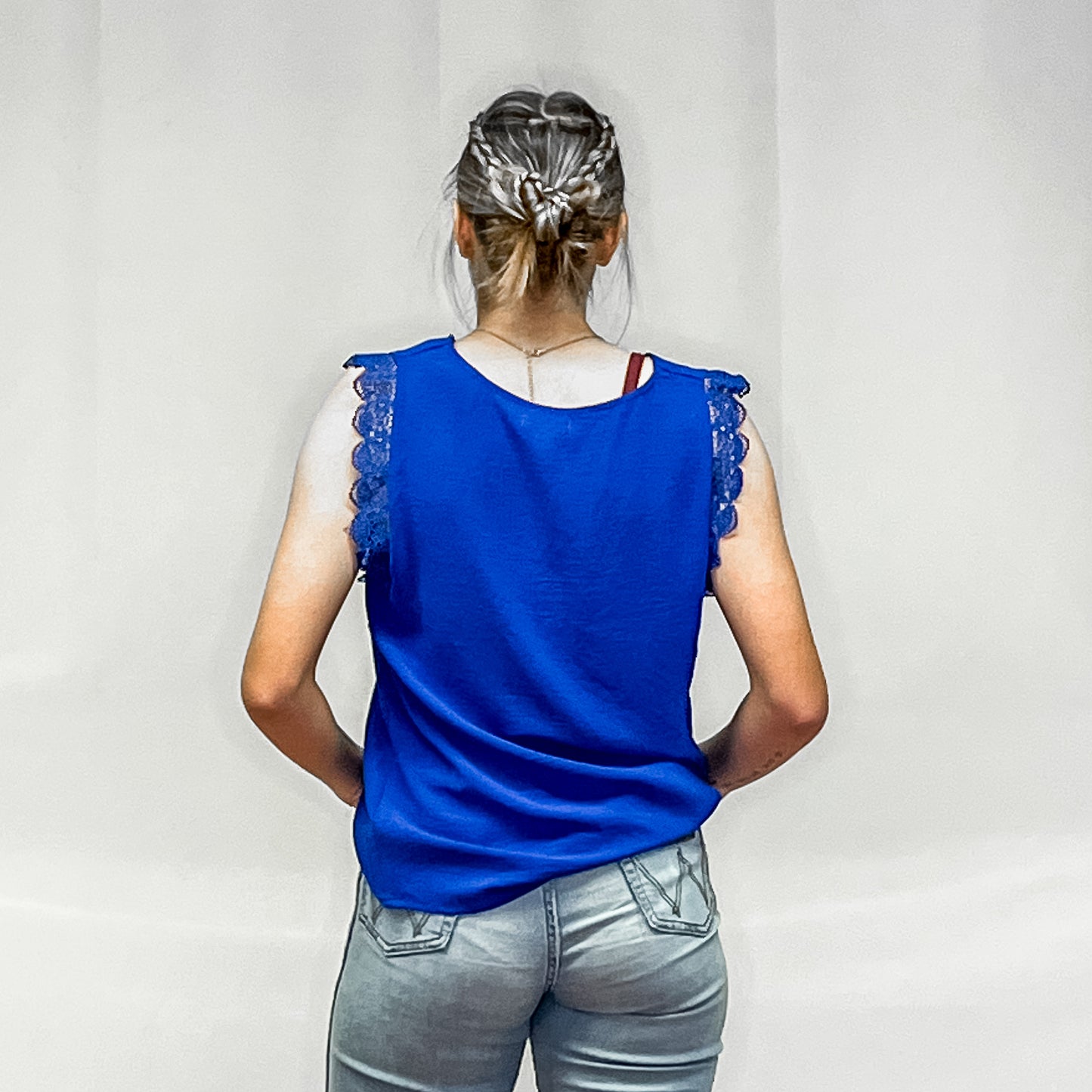 Ladies Woven Top - Cobalt Blue