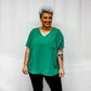 Woven Airflow V-Neck Dolman Short Sleeve Top - Kelly Green