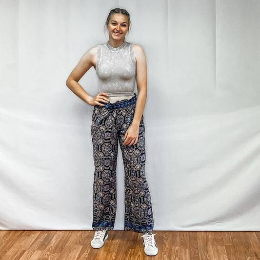 Ladies Woven Pants - Floral Navy