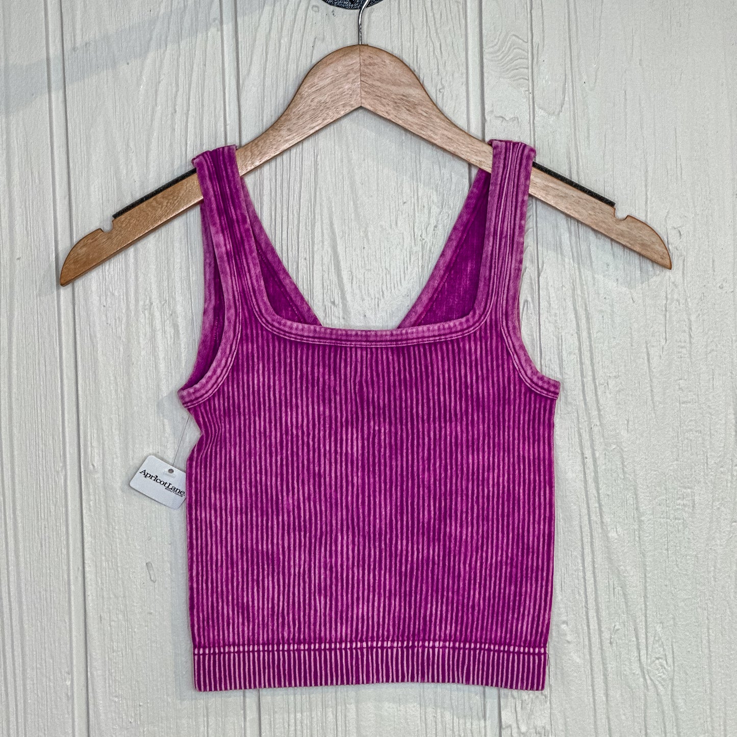 2 Way Neckline Washed Ribbed Cropped Tank Top - Lt. Plum
