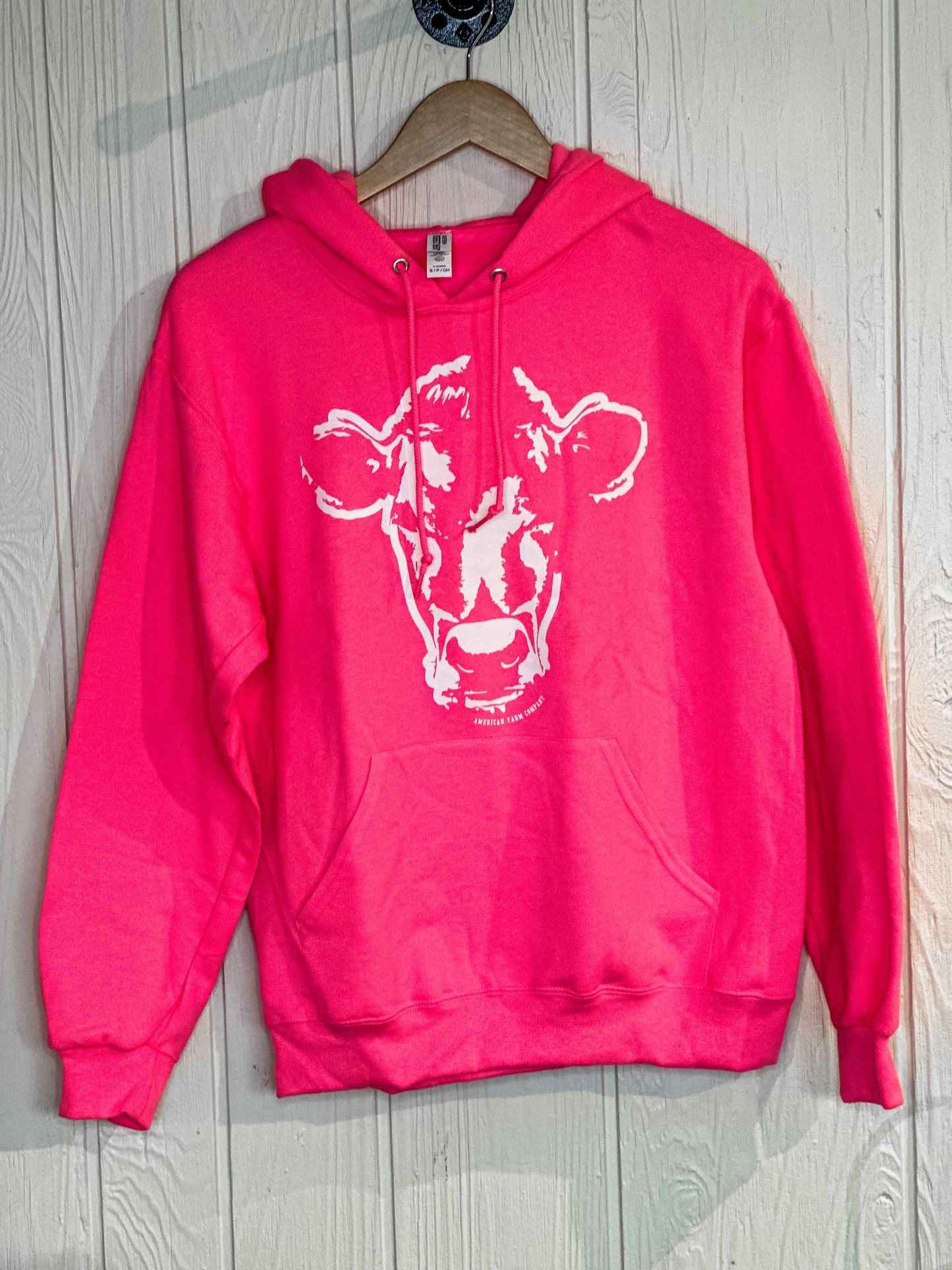 Western Watercolor Cow Hoodie - Pink