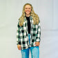 Checker Print Button Down Shacket - Black