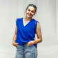 Ladies Woven Top - Cobalt Blue